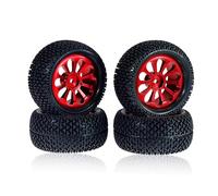 MGHGFYTAS Accessori Auto RC Compatibile con MJX per Hyper Go 16207 K929 MN128 86s 1/16 RC Auto Parti di Aggiornamento Accessori Cerchi in Metallo Pneumatici Rally Ruote(Red)
