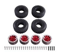 MGHGFYTAS Accessori Auto RC Compatibile con MN per MN82 LC79 per MN78 D90 per WPL per JJRC 1/12 1/16 RC Car Parts Metallo Sei Ruote Mozzo Ruota Clip Pneumatico Pneumatici(Red)