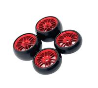 MGHGFYTAS Accessori Auto RC Compatibile con WLtoys 244016 per LOSI Micro-B 1/24 RC Auto Parti di Aggiornamento Accessori Metallo Mozzo Ruota alla Deriva Pneumatico(Red)