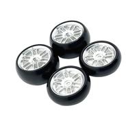 MGHGFYTAS Accessori Auto RC Compatibile con WLtoys 244016 per LOSI Micro-B 1/24 RC Auto Parti di Aggiornamento Accessori Mozzo Ruota alla Deriva Pneumatico in Metallo(Silver)