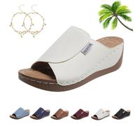 MGHN Comode Ciabatte con Supporto for L'Arco Plantare - Sandali con Zeppa in Pelle Ortopedica Estiva Traspirante da Donna, Sandali Casual da Indossare Tutto Il Giorno(Bianco,36 EU)