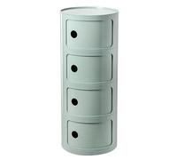 MGHRUE Comodino con Cassetti E Anta Scorrevole - Comodino Rotondo con Spazio per Riporre Oggetti per Camera da Letto, Soggiorno O Bagno - Tavolino Moderno con Cassapanca in Plastica,L Green,4tier