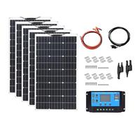 MGHRUEWH Kit di Pannelli Solari da 200 W E 18 V, Modulo Solare Monocristallino Flessibile per Camper, Barca, Tenda, Auto, Rimorchio, Ricarica della Batteria da 12 V,5x200w