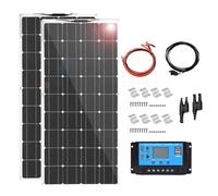 MGHRUEWH Kit di Pannelli Solari Monocristallini Flessibili per Camper, Barche, Tende, Auto, Rimorchi, Batteria da 12 V con Regolatore di Carica,2pcs