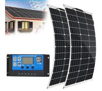 MGHRUEWH Kit Pannello Solare 2 Pezzi 400W, Pannello Solare Flessibile Sistema off-Grid 18V Modulo Fotovoltaico Monocristallino, con Doppia Porta USB