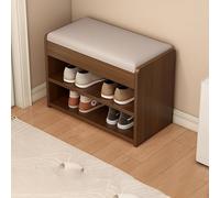 MGHRUEWH Panca Portascarpe A 2 Ripiani, Moderna Panca Portascarpe Imbottita, Sgabello Portascarpe per Ingresso Principale,Marrone,60cm