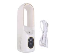 MGHRUEWH Ventilatore A Torre Senza Pale, Ventilatore da Tavolo A 6 velocità, Ventilatore Portatile Silenzioso Senza Pale con Timer A Luce LED A 5 Colori per La Camera da Letto di Casa
