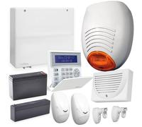 MGidea Kit Allarme Professionale AMC CX64, Centrale Espandibile 8/24 Zone, Tastiera K-Blue, Sensori Doppia Tecnologia, Sirena Esterna, GSM 4G + App (CON BATTERIE + SNODI SENSORI)