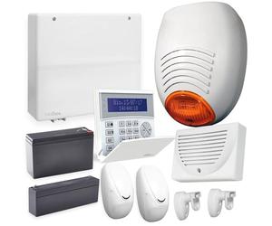 MGidea Kit Allarme Professionale AMC CX64, Centrale Espandibile 8/24 Zone, Tastiera K-Blue, Sensori Doppia Tecnologia, Sirena Esterna, GSM 4G + App (CON BATTERIE + SNODI SENSORI)