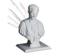 MGidea portamatite porta penna matita cancelleria ufficio scrivania mezzo busto Giulio Cesare statua 150mm 3D 5 posti PLA biodegradabile (Bianco)