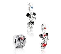 MGIUL The Mouse Couple and Clip Charms Pendant per Vracciali Collane Argento 925 Ciondoli Perline Gioielli Regalo per le Donne