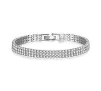 MGJ Bracciale da donna a tre file con cristalli Swarovski | Gioielli ipoallergenici per lei | Disponibile in argento, oro rosa e oro (argento)