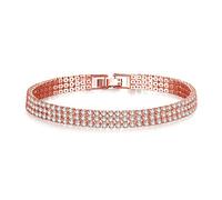 MGJ Bracciale da donna a tre file con cristalli Swarovski | Gioielli ipoallergenici per lei | Disponibile in argento, oro rosa e oro (oro rosa)
