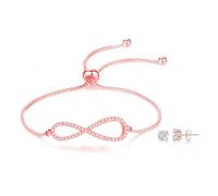MGJ - Set da donna con braccialetto e orecchini con cristalli Swarovski - Fornito con biglietto di Natale, scatola regalo bianca e sacchetto - Gioielli ipoallergenici per lei (oro rosa)