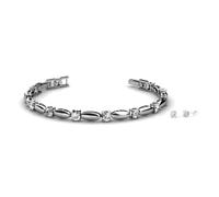 MGJ Set di bracciali e orecchini da donna con fila di cristalli Swarovski | Presentato in una caramella di Natale bianca di alta qualità | Gioielli ipoallergenici per lei (argento)