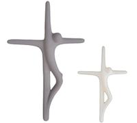 MGKolbe Crocifisso da Parete Moderno Grande in Ceramica, Stilizzato, misura 37 x 25 x 3 cm (Grigio)