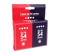 MGM GAMES - 2 Mazzi di 54 Carte - Rosso e Blu - 144634LINA - Gioco di Carte - Cartone - 2-6 Giocatori - Carte da Gioco - Giochi da Tavolo - Giochi da Viaggio - Belote - Poker - Rami - 8,5 cm x 5,5 cm