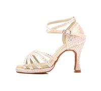 MGM-Joymod Donna Cut-out Mesh Strass Jazz Rumba Samba Salsa Tango Latino Moderno Scarpe da Ballo Sandali Festa di Nozze,AS1217 Platform Skin 9cm,39 EU