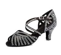 MGM-Joymod Donna Peep Toe Croce Strap Cut-out Raso Strass Salsa Tango Latino Moderno Matrimonio Ballroom Scarpe da Ballo