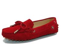 MGM-Joymod, Mocassini da Donna, Casual, con Nodo in Pelle Scamosciata, per Camminare, Guida, Mocassini da Trekking.YB9602 Rosso Scuro,EU39