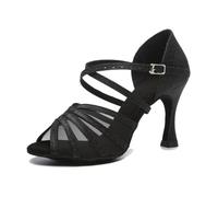 MGM-Joymod Sandali da Donna Comfort Mesh Glitter Salsa Tango Sala da Ballo Latina Moderni Scarpe da Ballo Matrimonio Party Sandali, L511 Nero Glitter,35.5 EU