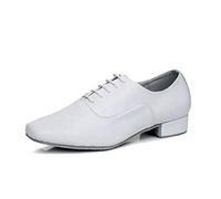 MGM-Joymod Scarpe da Ballo Classiche da Uomo con Lacci Traforati Salsa ChaCha Jazz Rumba Samba Sala da Ballo Latino Moderne,Bianco Tacco da 2.5cm,46.5 EU