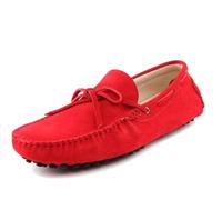 MGM-Joymod Uomini Comode Nodo Camoscio Guida Escursionismo Mocassino Penny Loafers Scarpe da barca, Jd568 2 rosso, 48 EU