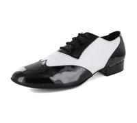 MGM-Joymod Uomo Classica Moda Allacciatura Punta Chiusa Salsa Tango Samba Jazz Rumba Sala da Ballo Latino Moderno Scarpe da Ballo Sera Scarpe da Sposa,Nero Bianco 2.5cm, 40.5 EU