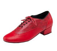 MGM-Joymod Uomo Classico Allacciato Pelle di Serpente Punta Chiusa Pratica Social Dance Jazz Rumba Sala da Ballo Latino Moderna Scarpe da Ballo,Rosso 4.5cm Tacco,39.5 EU
