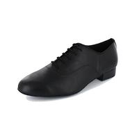 MGM-Joymod Uomo Classico Stringato in Pelle Chiuso Toe Pratica Tango Jazz Rumba Sala da Ballo Latino Moderno Scarpe da Ballo,Nero 2.5cm Tacco,42 EU