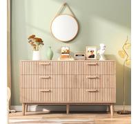 MGMYM Cassettiera con 6 cassetti in rattan, Storage Cabinet Drawer moderna, cassettiera in legno con manici dorati, armadio multiuso per corridoio,soggiorno (Legno originale-a, 6 cassetti)