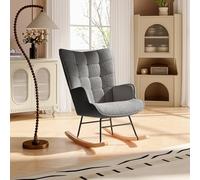 MGMYM Sedia a dondolo per interni ed esterni, sedia a dondolo oversize in vimini con cuscino per patio, giardino, balcone, soggiorno, camera da letto, struttura in metallo. (Grigio scuro-A)