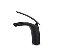 MGNSJGYXN Rubinetto per lavabo Nero Interamente in Rame, Rubinetto per Acqua Calda e Fredda, lavabo per Bagno, lavabo Domestico Fuori Terra, Rubinetto per Piscina a Foro Singolo, Nero Corto