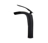 MGNSJGYXN Rubinetto per lavabo Nero Interamente in Rame, Rubinetto per Acqua Calda e Fredda, lavabo per Bagno, lavabo Domestico Fuori Terra, Rubinetto per Piscina a Foro Singolo, Nero Alto