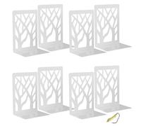 Mgood Fermalibri Per Mensole Reggilibri da Mensola Metallo Ferma Libri da Scaffale Reggi Libri per Libreria Decorativi Design Porta libro per Casa Ufficio Scrivania(4 paio Bianco, 9x12x16 cm)