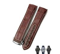 MGTCAR Cinturino in pelle bovina da 20 mm e 22 mm, adatto per orologi Omega Seamaster Planet Ocean 600 GMT arancione, 20mmSilver buckle, Agata