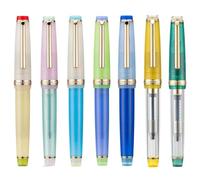 MGTCAR Penna stilografica personalizzabile, colori macaron misti, in acrilico, EF/F/M, pennino curvo con finiture dorate, con convertitore (14, EF 0,38 mm)