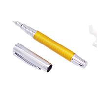 MGTCAR Penna stilografica squisita in fibra di carbonio con pennino medio da 0,7 mm, colore giallo moda penna di scrittura di qualità per ufficio e lavoro