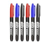 MGTCAR Set di 3 pennarelli indelebili, impermeabili, a punta fine, nero, blu, rosso, a olio, punta rotonda da 1,5 mm, pennarelli a colori fini (set da 3 pezzi)