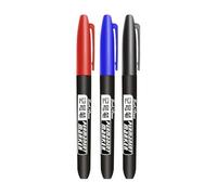 MGTCAR Set di 3 pennarelli indelebili impermeabili, punta fine, nero, blu, rosso, inchiostro a olio, punta rotonda da 1,5 mm, pennarelli a colori fini (set da 3 pezzi di colori misti)