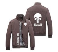 MGTERN Giacca baseball uomo Puni-she.r, Giacca bomber antivento per uomo, per viaggi all'aria aperta, giacca sportiva e per il tempo libero, stagione(Brown,L)