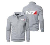 MGTERN Giacca leggera impermeabile da uomo N.7, Jacket con logo unico stampato, da lavoro, tempo libero, running, transizione, Logo(Grey,L)