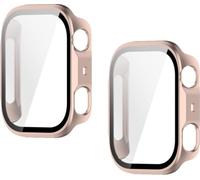 MGUEIAO Cover per Huawei Watch D3 | Custodia per PC Antigraffio con Vetro Temperato Pellicola Protettiva, Antiurto, Copertura Completa, 2 Pezzi - Rose Gold