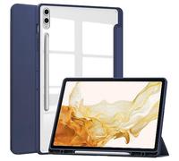 MGUEIAO Custodia Compatibile con Samsung Galaxy Tab S11 Ultra,Antiurto Sottile Case con Pencil Holder,Posteriore Trasparente Cover,Custodia in Supporto Protettivo-Blu