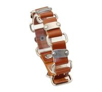 Mgutillart Punk Vintage regolabile cintura fibbia bracciale bracciale in pelle, Nessuna pietra preziosa