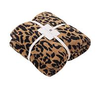 MH MYLUNE HOME Coperta ultra morbida leopardata (127 x 152,4 cm) in microfibra, calda e calda, reversibile, motivo leopardato, per divano, letto, divano, colore: marrone, 127 x 152,4 cm
