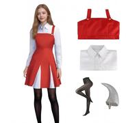 MHA, Costume per cosplay di Eri, Midoriya Friend Eri Cos, vestito rosso, BNHA, uniforme scolastica, vestito per Halloween e fumetto (rosso, 3XL)