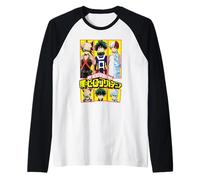MHA Deku Bakugo Todoroki Framed Portraits Colorful Anime Maglia con Maniche Raglan