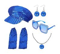 MHADBKH 1960 1970 80 Discoteche Accessori Halloween Costume Gioielli Occhiali da sole Paillettes Caps Orecchini a sfera Neacklace Scaldamuscoli Rockstars Cool Outfits