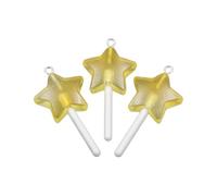 MHADBKH 3 ciondoli rotondi a forma di stella a forma di lecca-lecca con rivestimento in resina resistente, per l'uso quotidiano casual, Love, Resina, Nessuna pietra preziosa